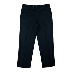 Sartore Black Flat Front Vitale Barberis Wool Suede Accent Dress Pants 36X29 +2"